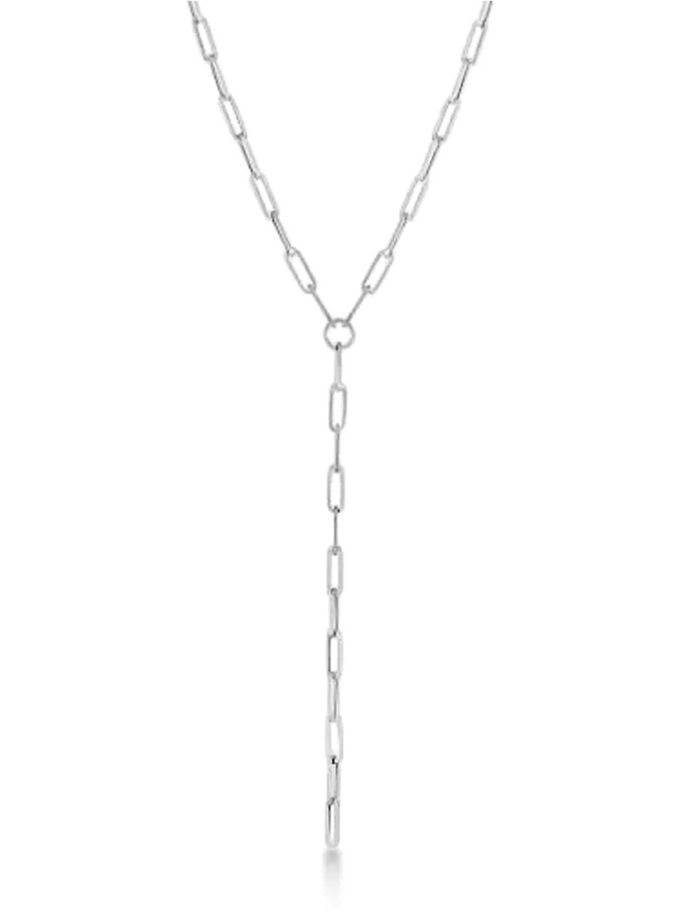 🆓 Silver Paperclip Chain Lariat Necklace